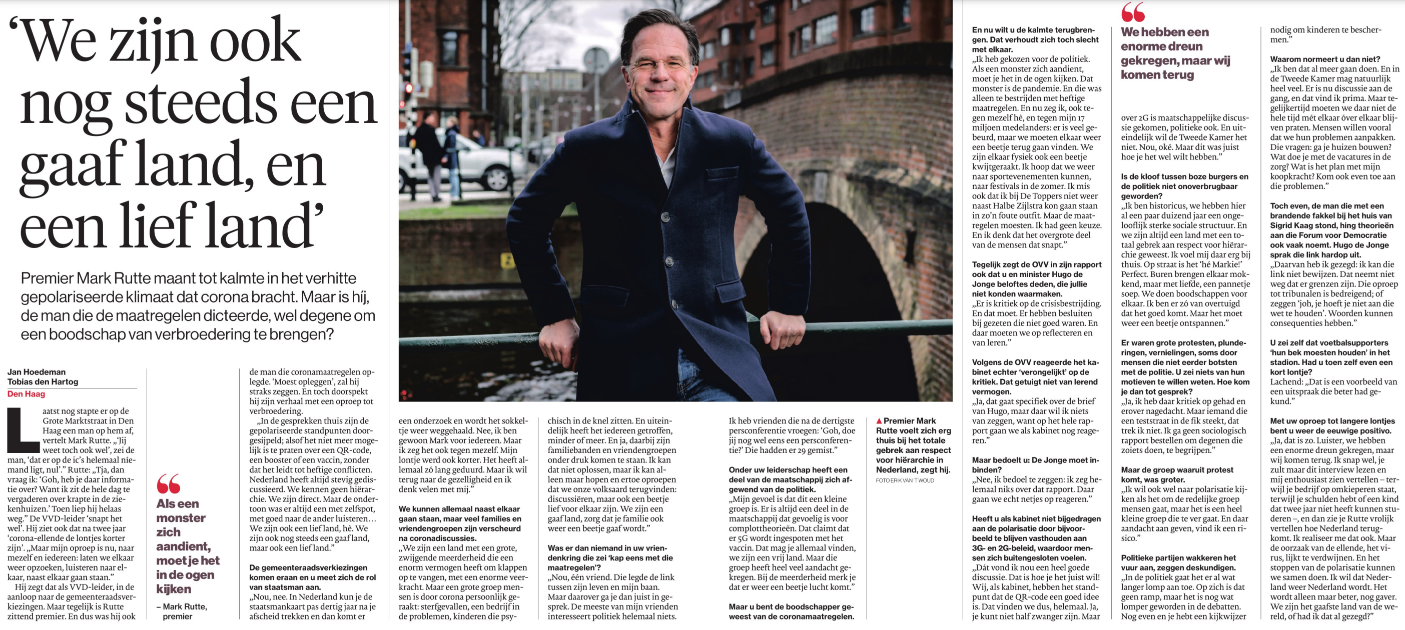 Oproep Mark Rutte in het AD.